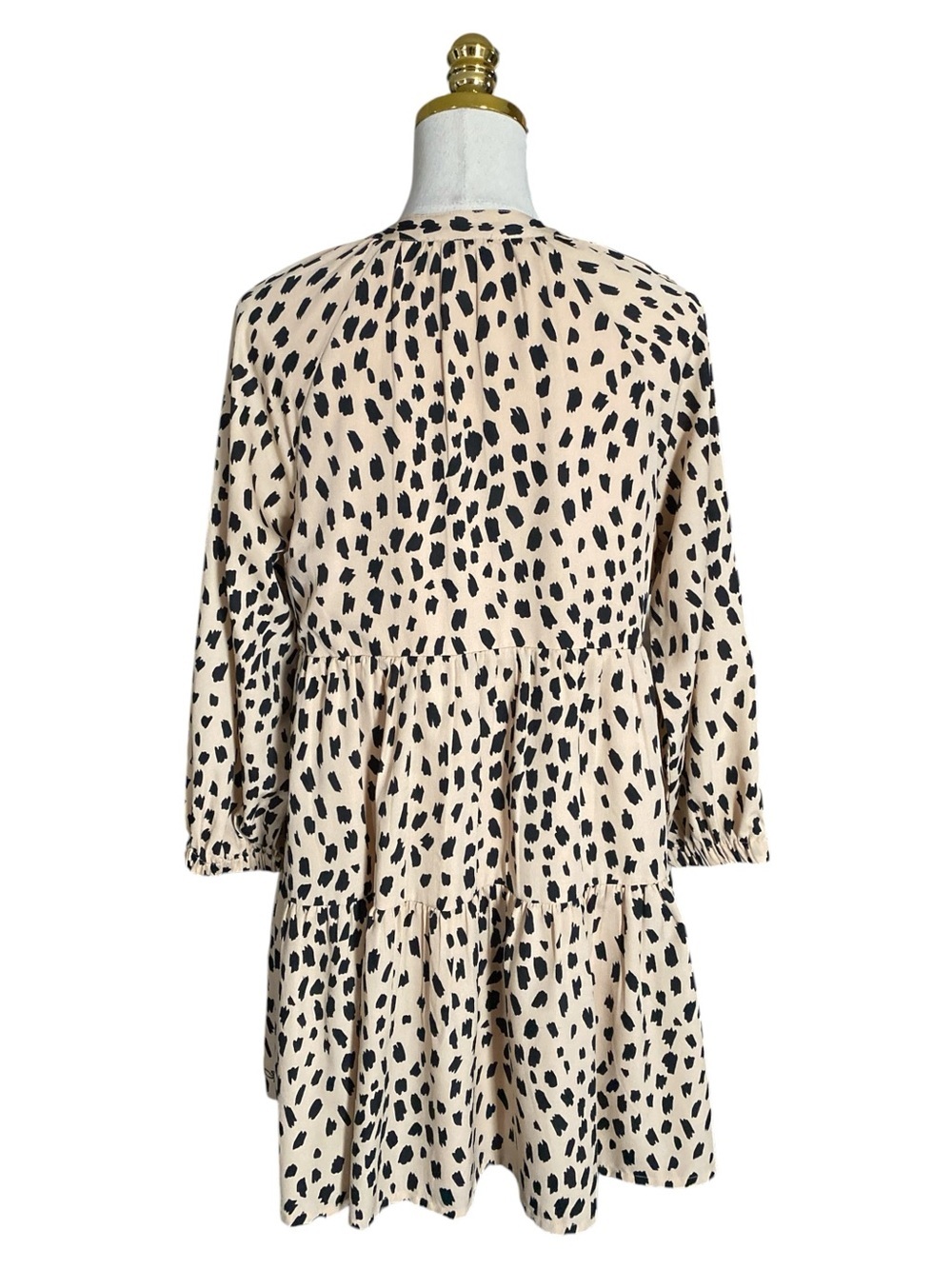 Vineyard Vines Women Leopard Print V-Neck Tiered Swing Dress Beige & Black Small - Picture 7 of 11